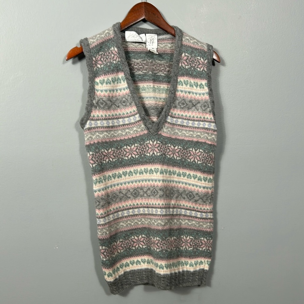 Vintage Lord & Taylor Fisher Hill Wool Long Knit Vest Sweater size 34-4 sw2